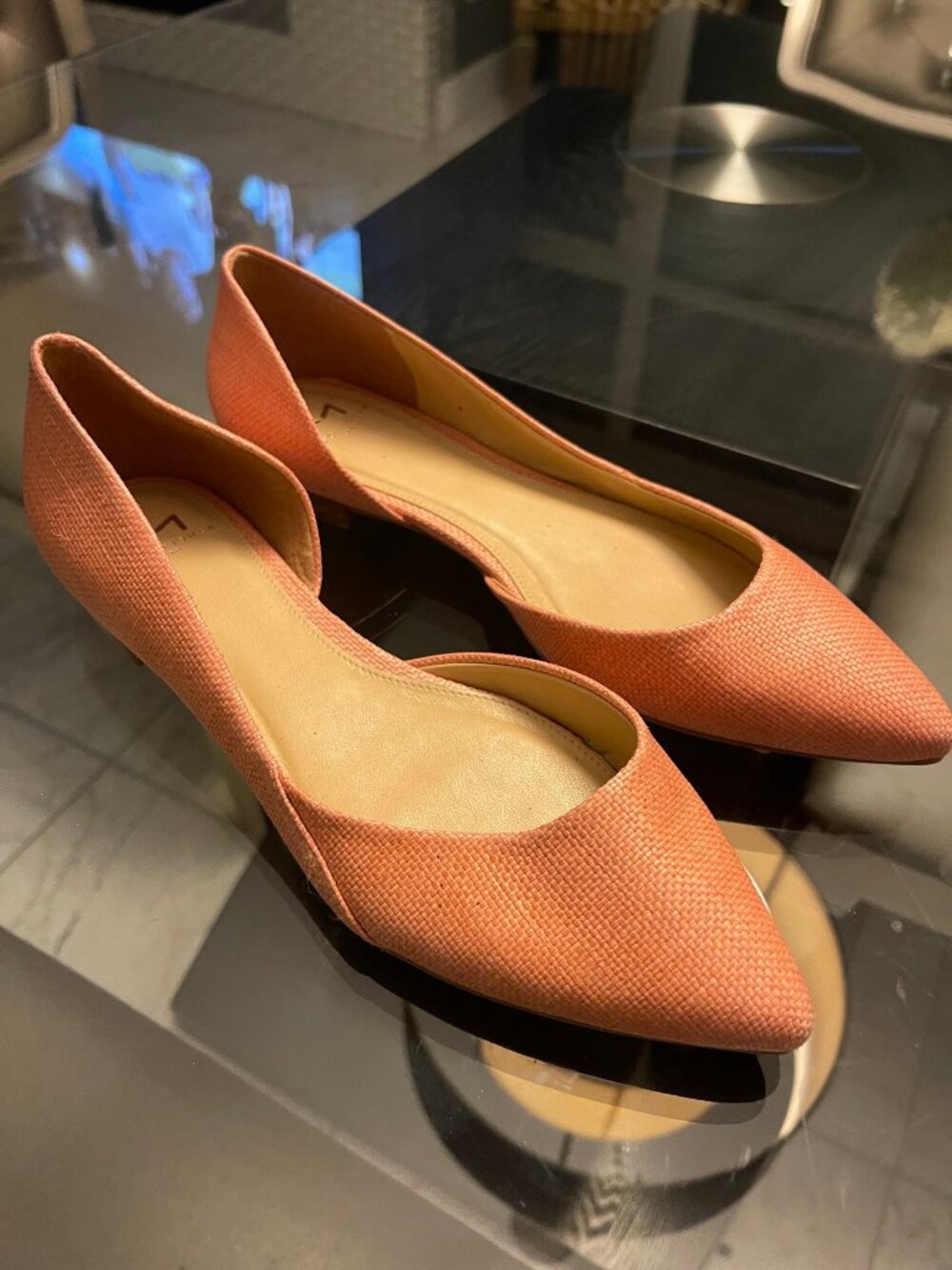 Marc Fisher LTD Sunny6 Coral Textile Half d'Orsay Flats Sz 7.5M $110 Retail